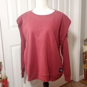 Calvin Klein Jeans Soft Burgandy Padded Shoulders Sweat Shirt Size 1X NWT